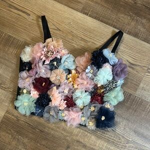 Floral Embellished Women's Corset Top